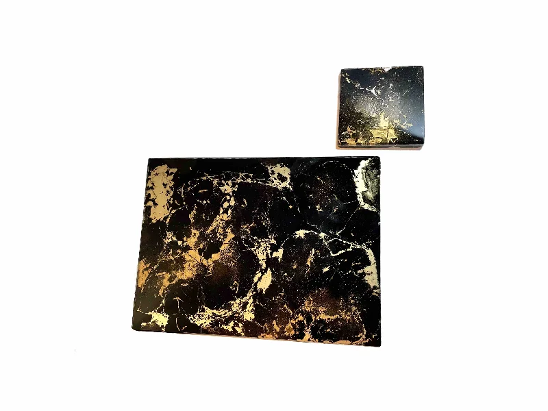 Black Gold Resin Placemats and Coasters Dining Set - Heat Tolerant