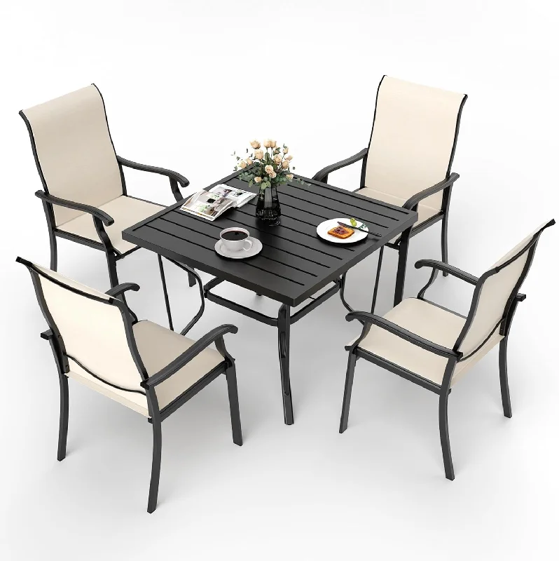 Pamapic 5 Pieces Patio Dining Set, Outdoor Dining Set for Garden Poolside Deck - $200