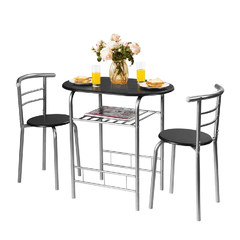 3 Piece Dining Set Compact 2 Chairs and Table