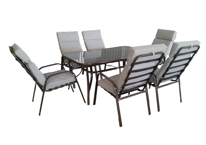 Cora Steel Padded 6+1 Dining Set