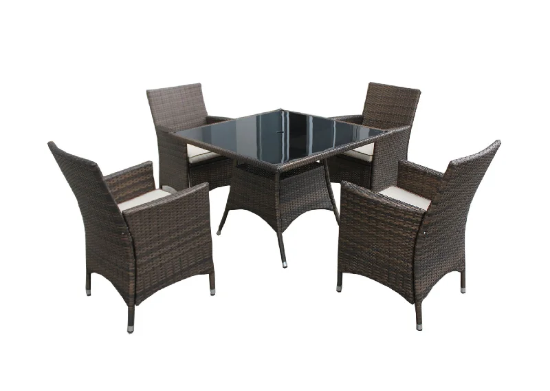 Julia Rattan Square Dining Set 4+1