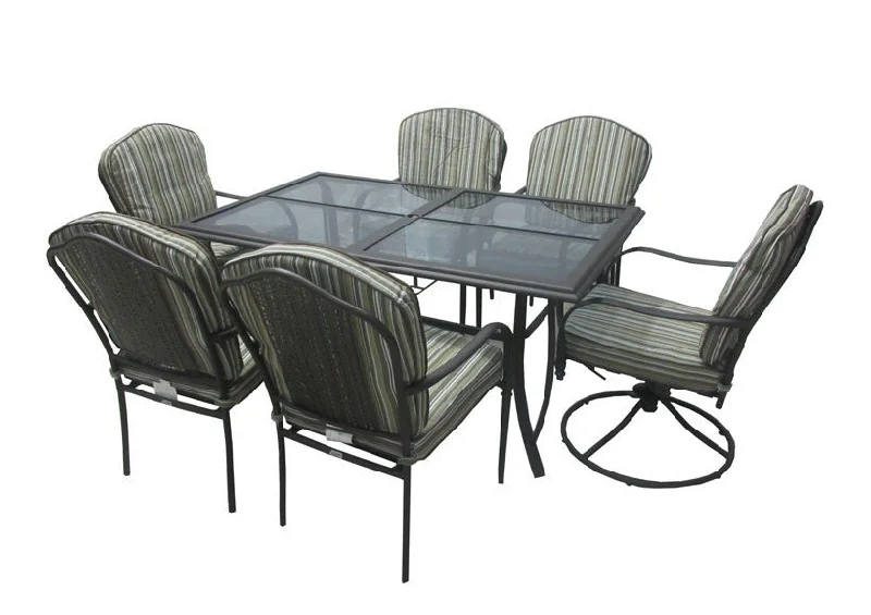 Sia Steel 1+2+4 Dining Set - Grey Stripe