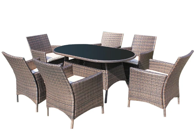 Victoria Rattan Dining Set 6+1