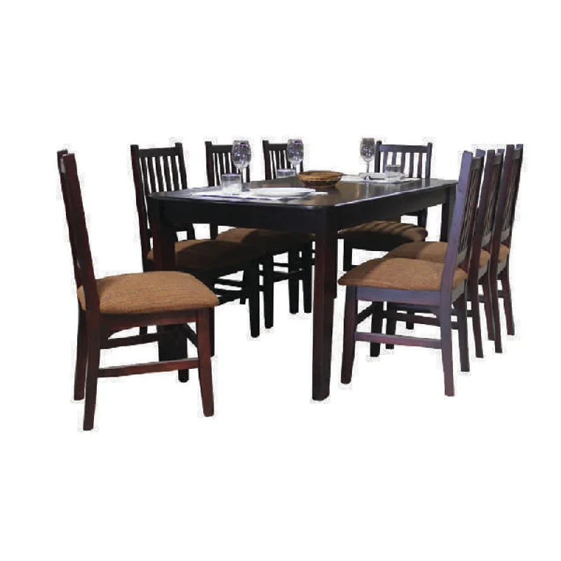 Webster Dining Set Dark Stain 9pc 1880 x 1007 x 750mm