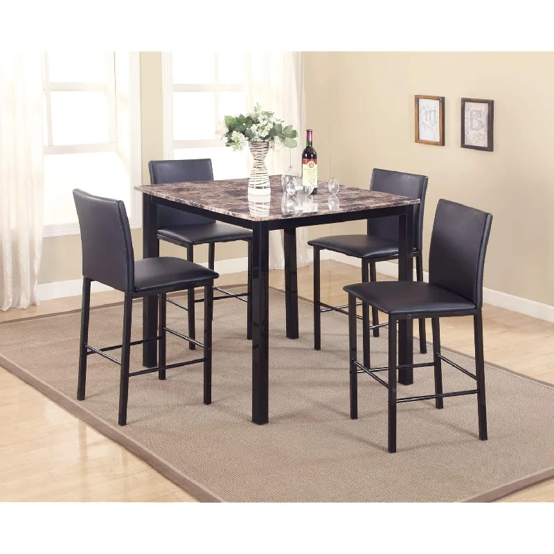 5 Piece Citico Counter Height Dining Set With Laminated Faux Marble Top