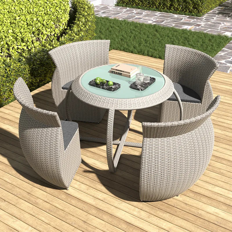 5 Pieces Rattan Outdoor Dining Set