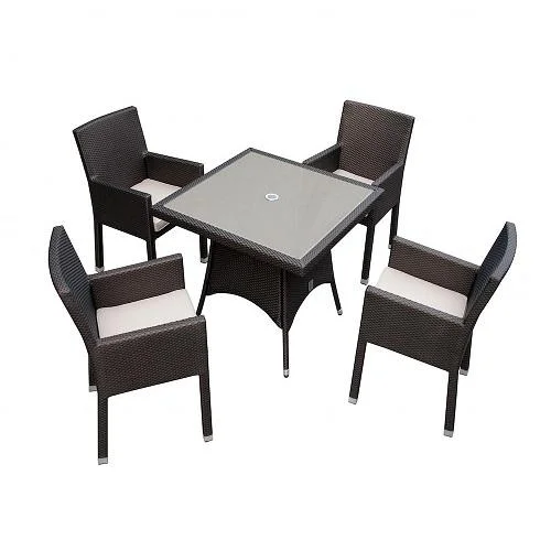 Rehau Rattan Brown 4 Seat Square Dining Set