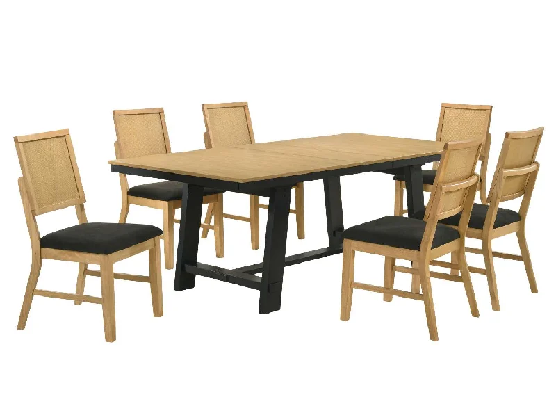 Madelyn 7-Piece Extendable Dining Set - Natural Pine, Black