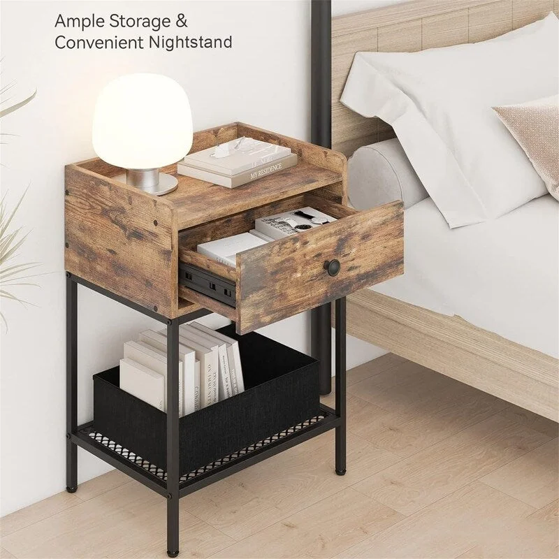 2-Tier Side Table with Drawer