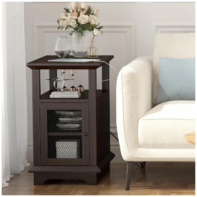 3-Tier Side Table with Charging Station