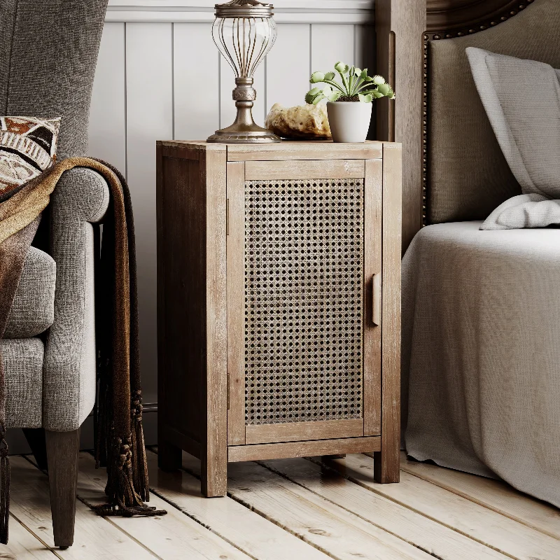 COZAYH Industrial Farmhouse Woven Front End Table, Nightstands