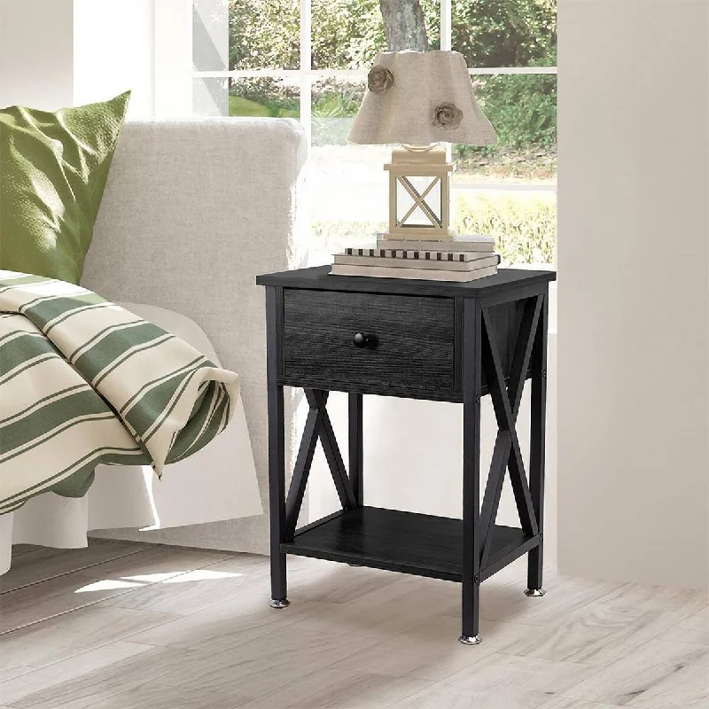 End Table Nightstand Storage Display Drawer Shelf