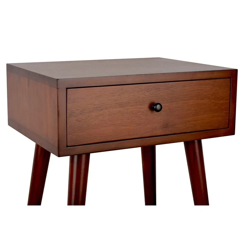 Mid Century 1-Drawer Wood Side Table