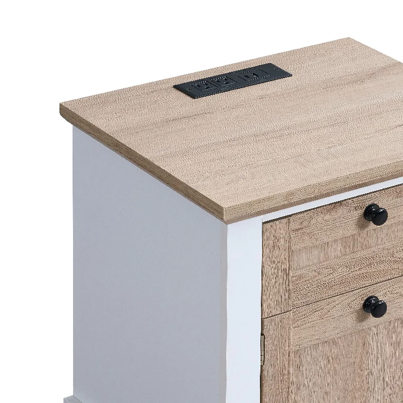 Modern Night Stand with Charging Station with USB & Type-C , Drawer Slide Pre-Assembly, End Table with Drawers