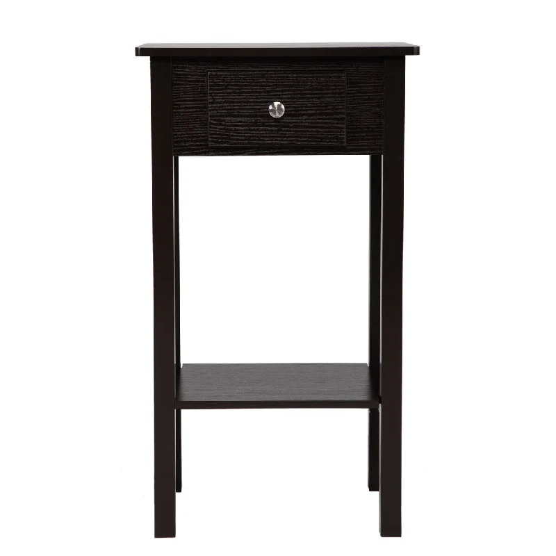 Nightstand End Table Side Table with Drawer-Dark Brown