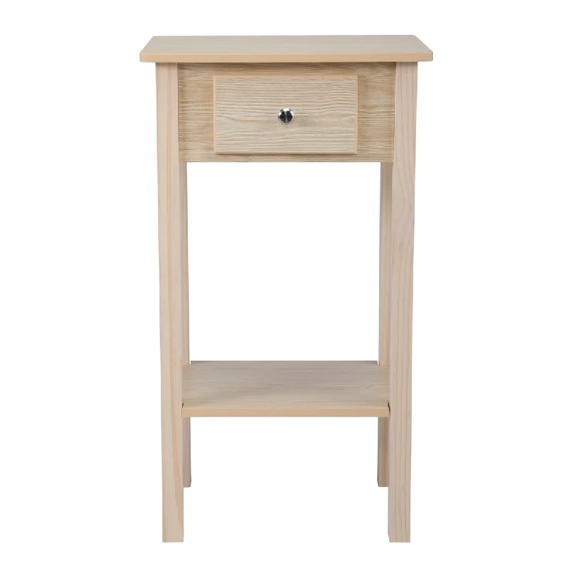 Nightstand End Table Side Table with Drawer-Wood Color