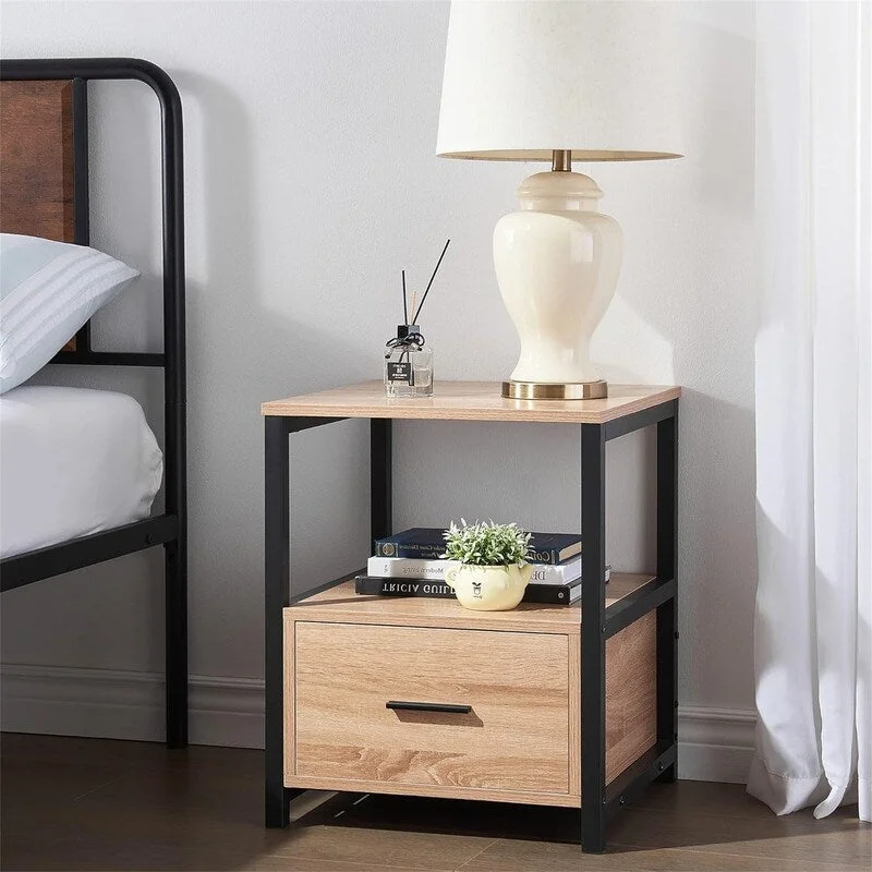 Nightstand Set of 2 Modern Square Side End Table