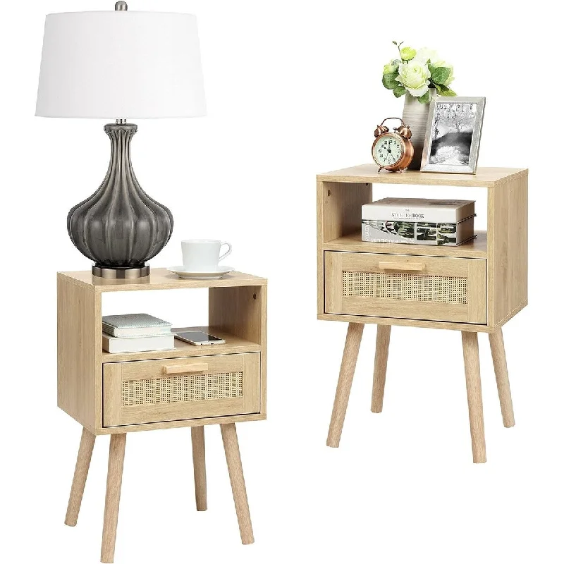 Nightstands Set of 2 End Table Side Table with Hand 15.75"D x 11.8"W x 24"H