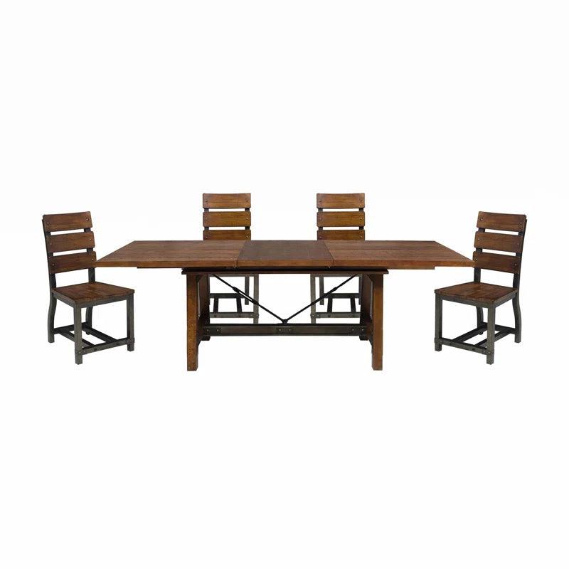 5 - Piece Extendable Solid Wood Top Dining Set