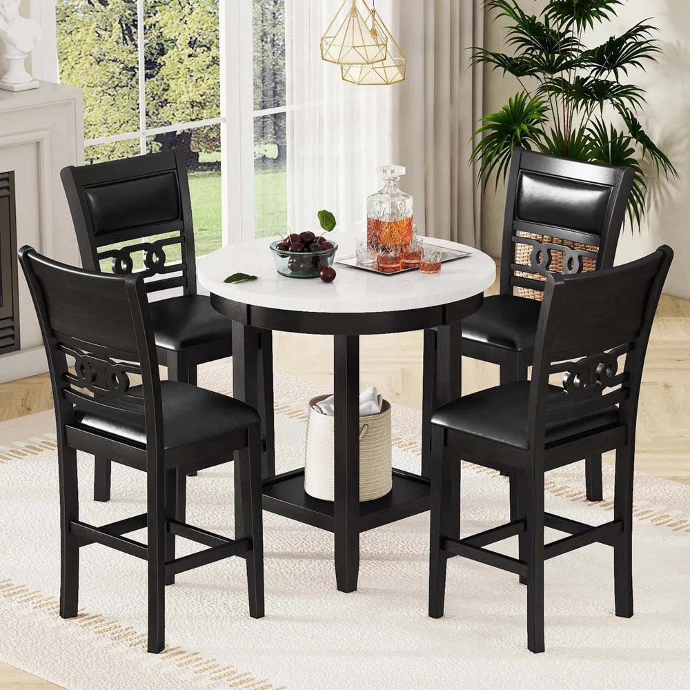 5 - Piece Faux Marble Top Dining Set