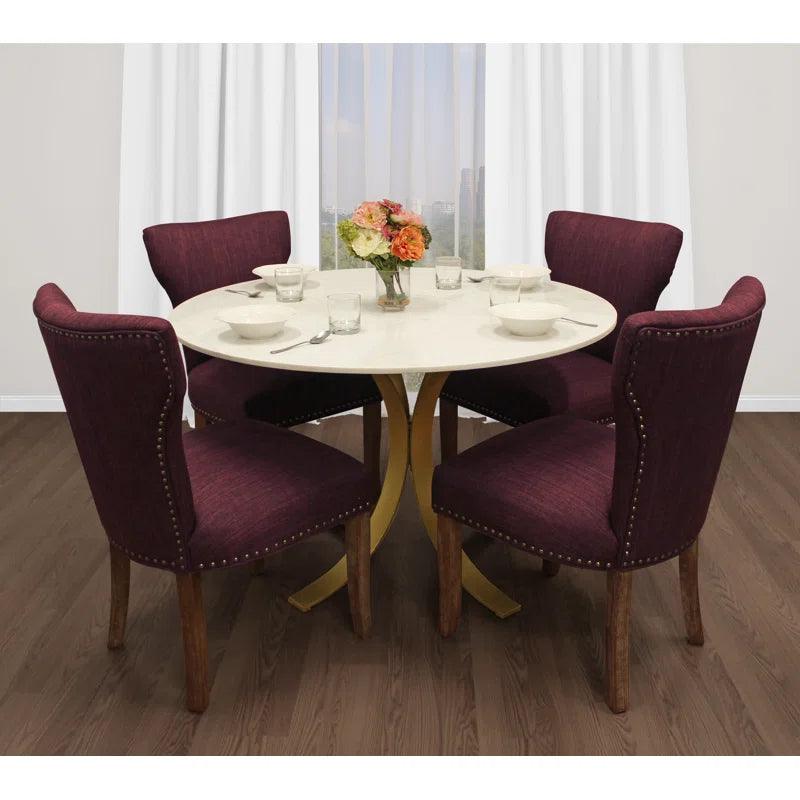 5 - Piece Marble Top Pedestal Dining Set