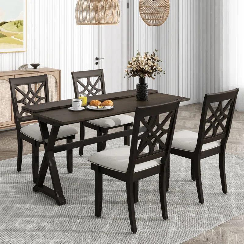 5 - Piece Solid Wood Top Trestle Dining Set