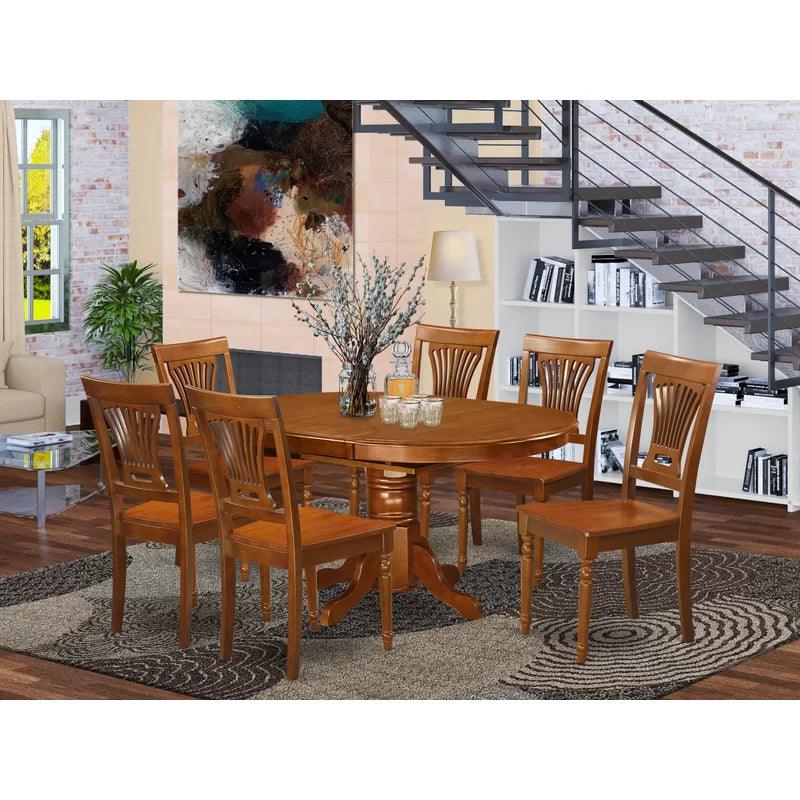 7 - Piece Extendable Solid Wood Pedestal Dining Set