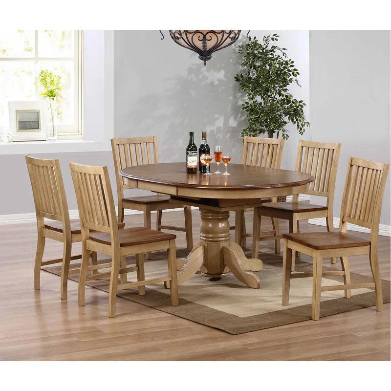 7 - Piece Extendable Solid Wood Top Pedestal Dining Set