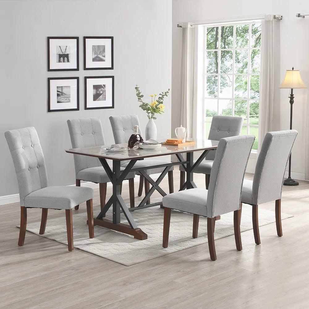 7 - Piece Marble Top Double Pedestal Dining Set