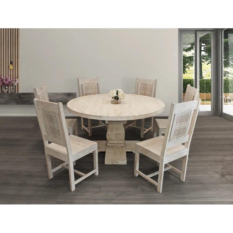 7 - Piece Solid Wood Pedestal Dining Set