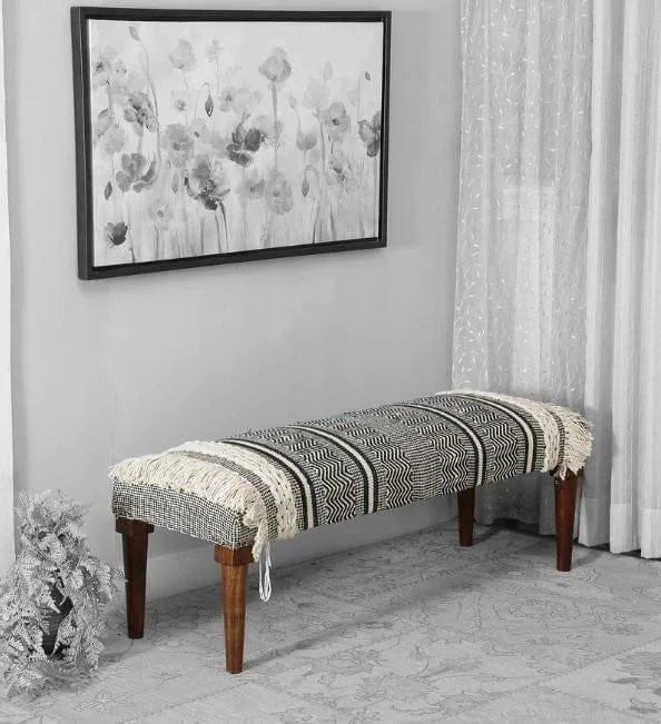 Archer Mango Wood Bench In Cotton Multicolour