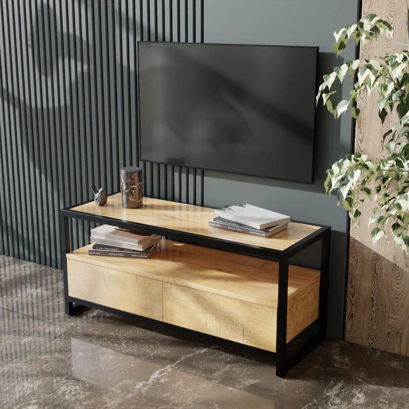 Casper TV Unit with Drawers in Small Size in Wooden Texture