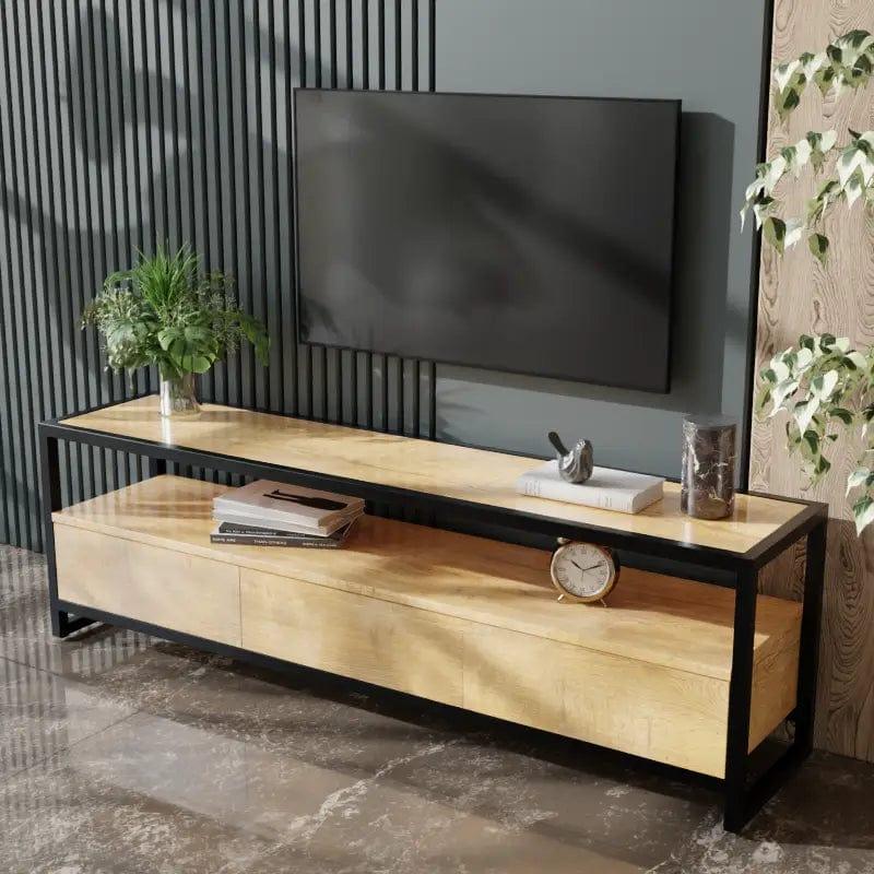 Casper TV Unit With Storage Space & Drawers in Large Size in Wooden Texture