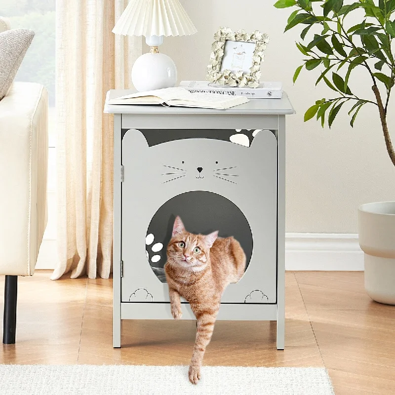 Cat Litter Box Enclosure - Cat House & Side Table