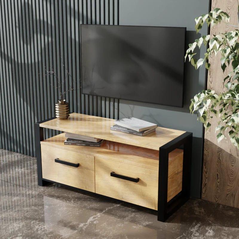 Dilleto TV Unit with Drawers in Small Size in Wooden Texture