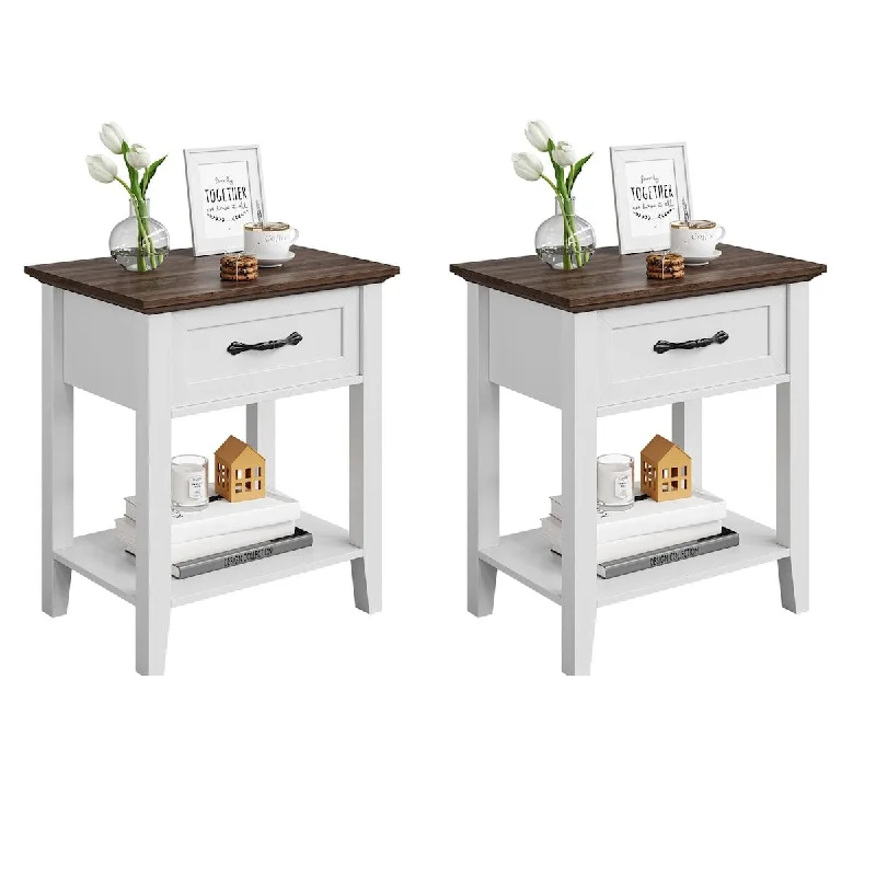 End Table with Drawer, Side Table for Living Room