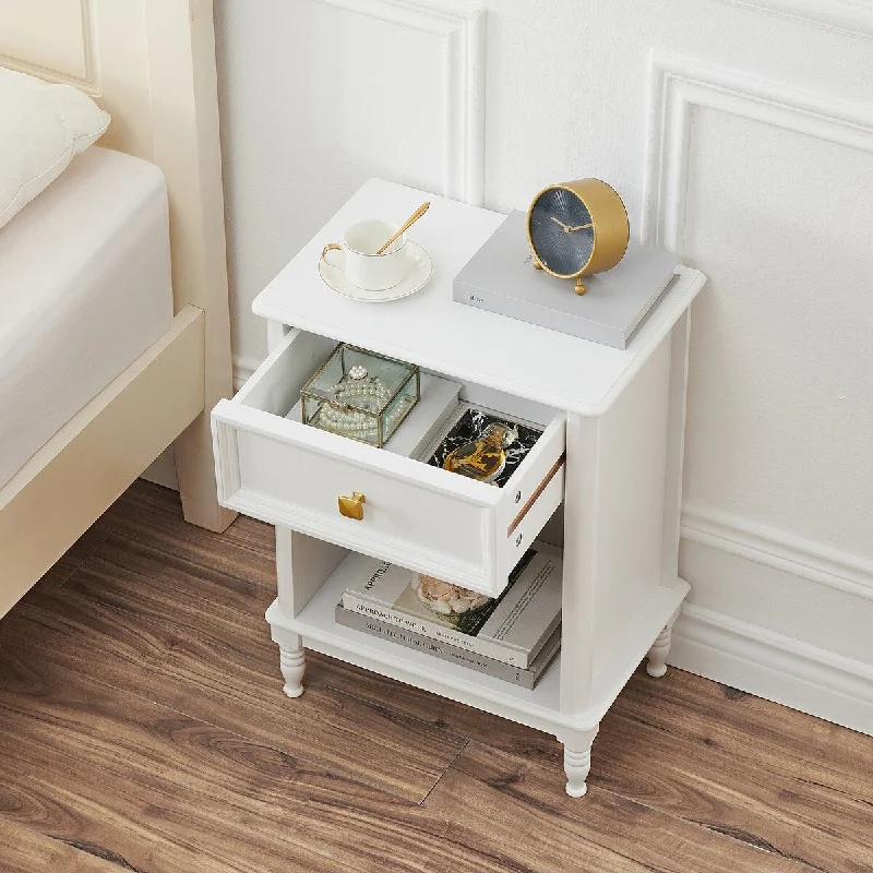 End Table with Storage Drawer and Opening Shelf