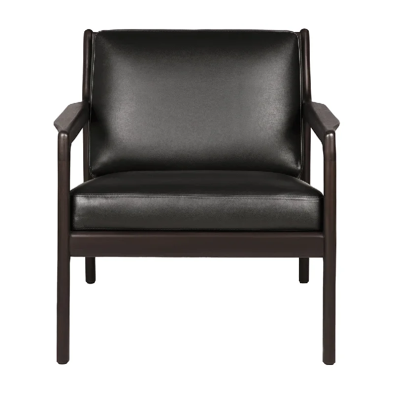 Jack Leather Lounge Chair (Mahogany Dark Brown, Black)