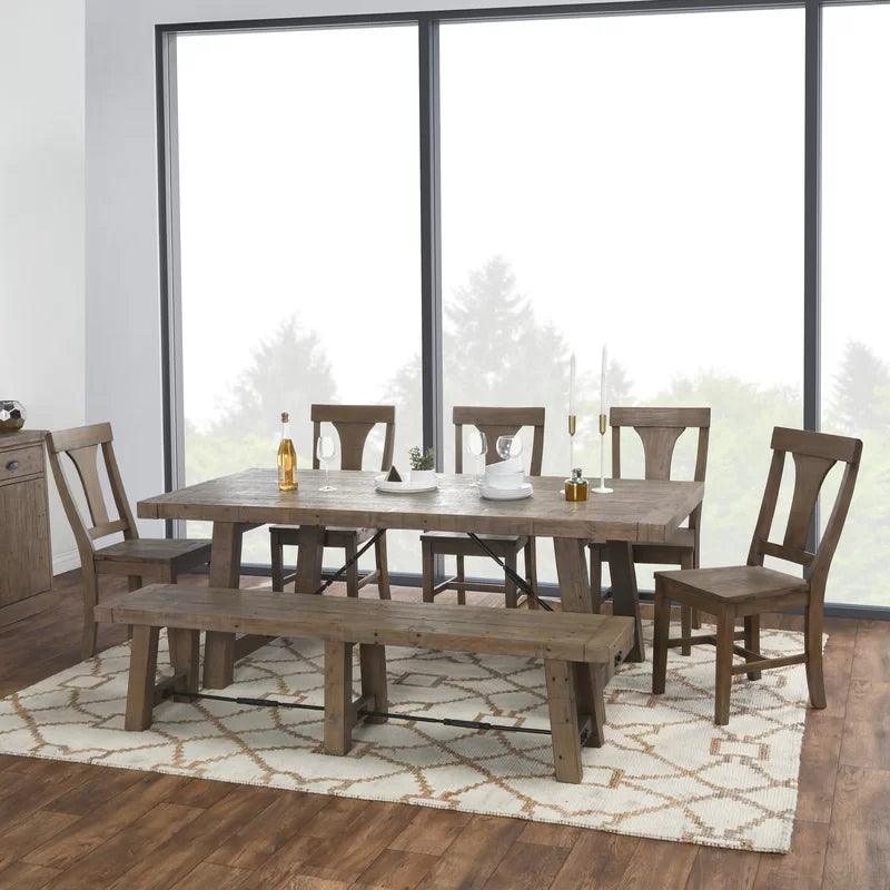 Extendable Pine Solid Wood Dining Set