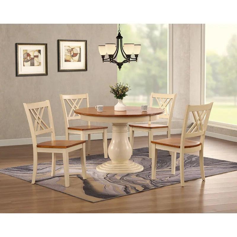 Extendable Solid Wood Pedestal Dining Set