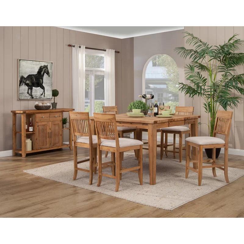 Extendable Solid Wood Top Dining Set