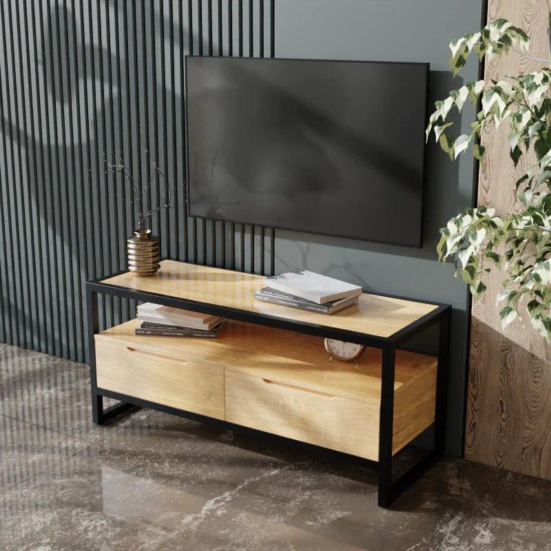 Fenily TV Unit with Drawers in Small Size in Wooden Texture