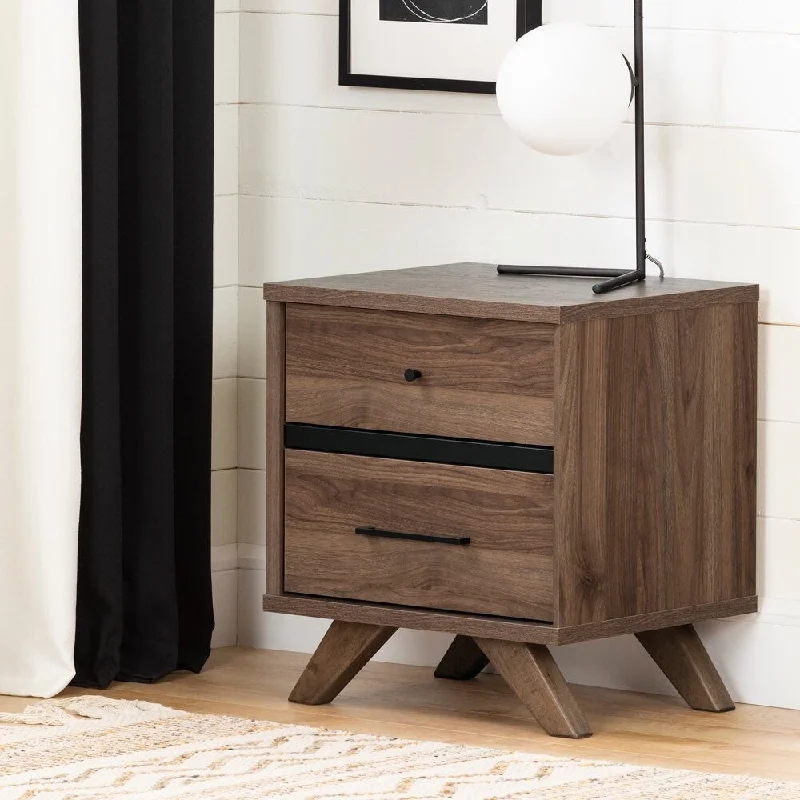 Flam 2-Drawer Nightstand - End Table with Storage Brown