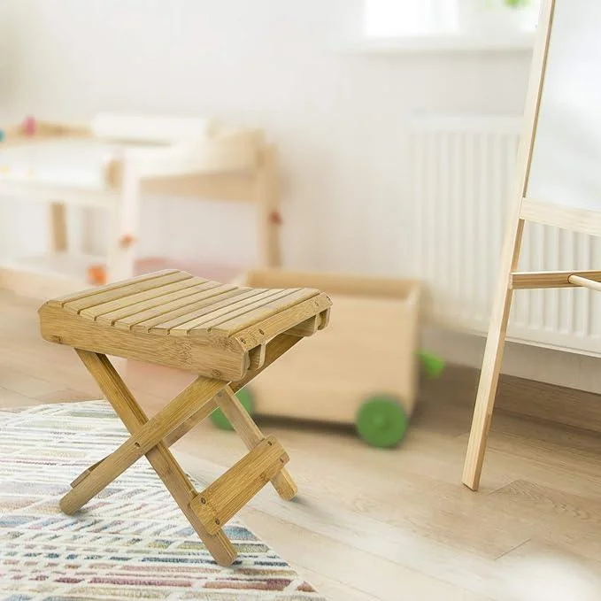 Folding Step Stool Bench - for Shaving, Shower Foot Rest, Bath Chair - Great for Bathroom, Spa, Sauna, Wooden Seat, Fully Assembled - 11.75" D x 12.25" W x 13.75" H