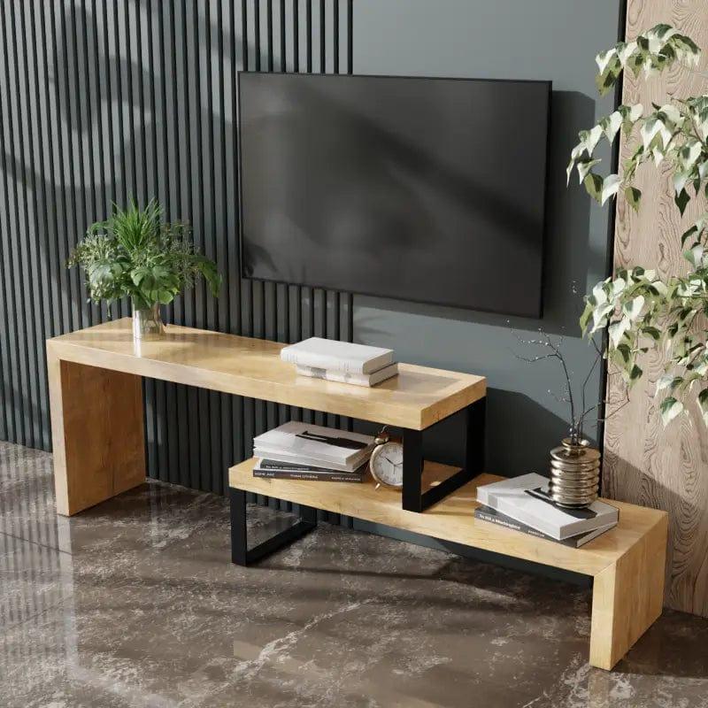 Hailey TV Unit With Storage Space in Large Size in Wooden Texture