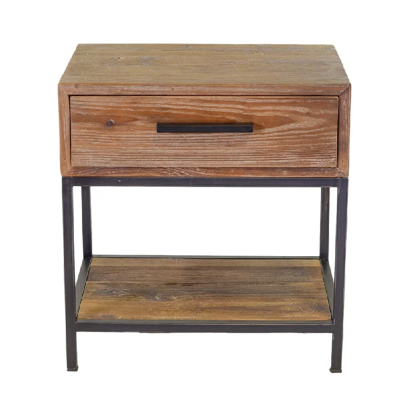 Handmade Elegant Reclaimed 1 Drawer End Table (Thailand)