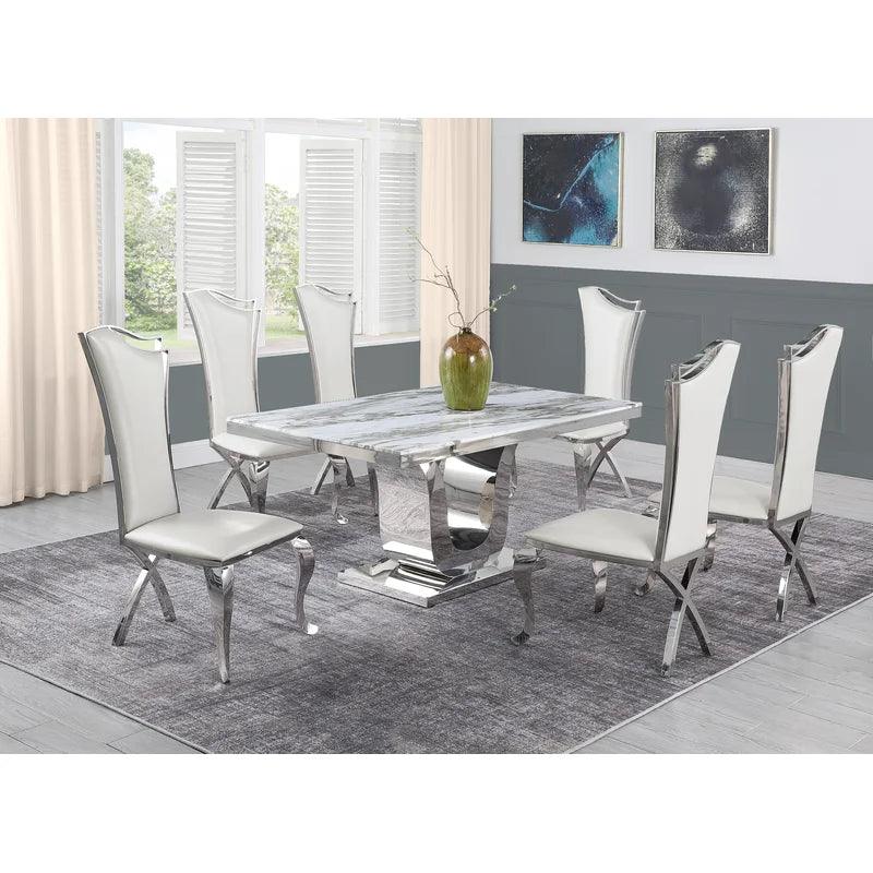 Marble Top Pedestal Dining Set