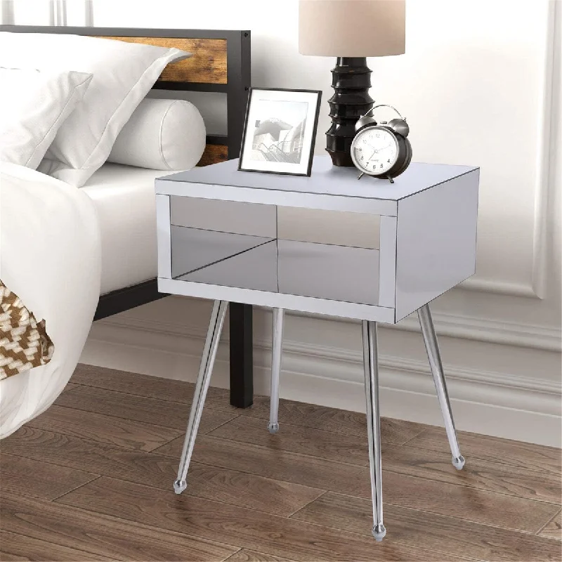 Modern Mirror Nightstand End Table