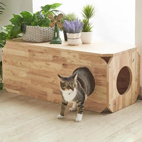 Modular Wooden Kitten Bench Cat House With Open Corners By Miza