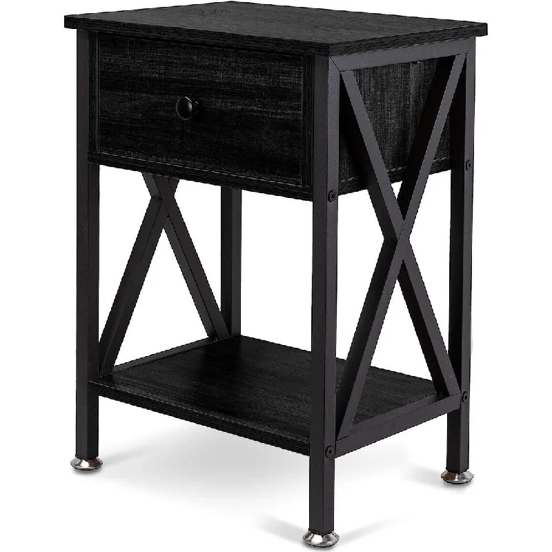 Nightstand End Table Side Table with Drawer 11.8"D x 15.8"W x 21.7"H